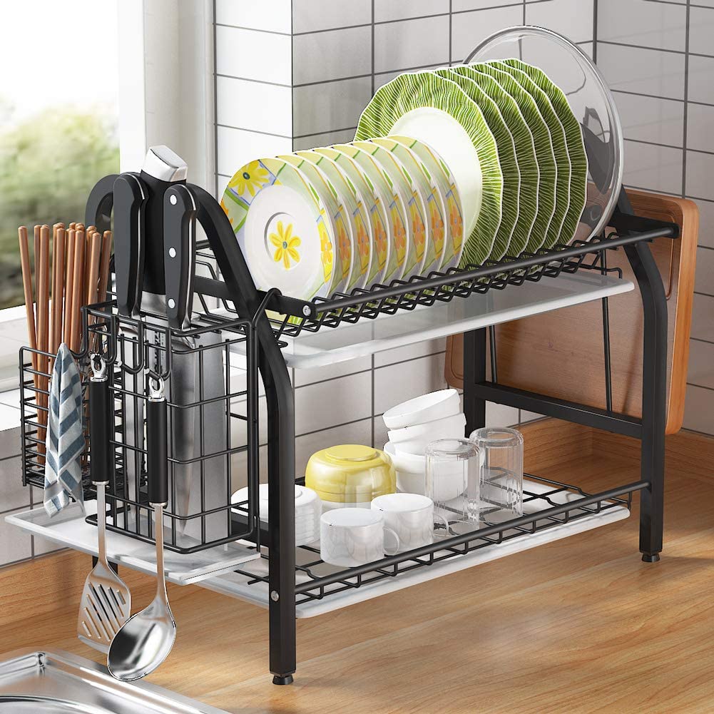 Dish Drying Rack, 1Easylife 2 Tier Large Kitchen Dish Rack with